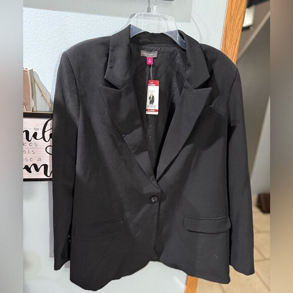 Vince Camuto Blazer Suit Jacket Women XL Black One Button Peak Lapel Pockets NWT - Picture 4 of 9
